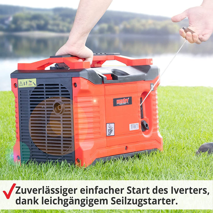 HECHT Inverter 1020 Watt Stromerzeuger Notstromaggregat – 4,5 Liter Benzin Tank – 5 Stunden Laufzeit – leise – Mobile Stromversorgung 