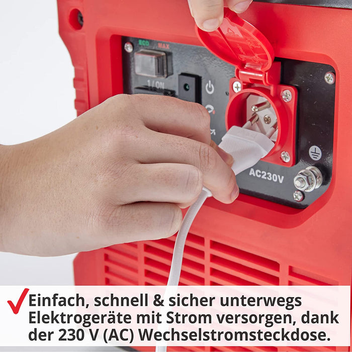 HECHT Inverter 1020 Watt Stromerzeuger Notstromaggregat – 4,5 Liter Benzin Tank – 5 Stunden Laufzeit – leise – Mobile Stromversorgung 
