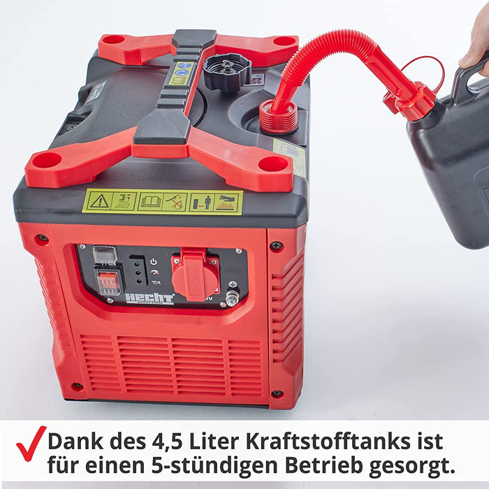 HECHT Inverter 1020 Watt Stromerzeuger Notstromaggregat – 4,5 Liter Benzin Tank – 5 Stunden Laufzeit – leise – Mobile Stromversorgung 