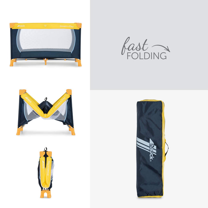Hauck Kinderreisebett Dream N Play / inklusive Einlageboden und Tasche / 120 x 60cm / ab Geburt / tragbar und faltbar, Mehrfarbig