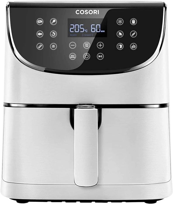 Heißluftfritteuse 5,5L XXL Weiß Friteuse Heissluft Fritteusen Air Fryer mit Digitalem LED-Touchscreen, 13 Programmen, Vorheizen&Warmhalten