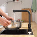 Hochdruck Wasserhahn Küche Schwarz, Küchenarmatur Ausziehbar, Spültischarmatur mit Brause Zwei Wasserstrahlarten, Armatur Küche 360° Schwenkbar