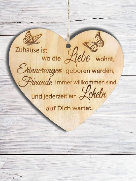 Holzherz Herz Schild Dekoschild Holzschild 10 x 10 cm Geschenk für die Familie Spruch Geschenk Holz Geschenk EIN Geschenk für die Familie