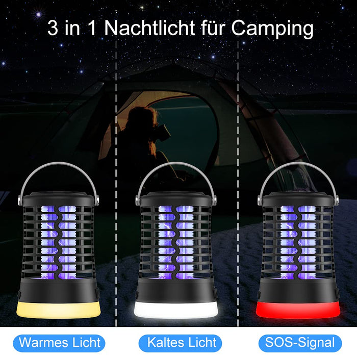 Insektenvernichter Mückenschutz Elektrischer Fliegenfalle - Wasserdichter IPX6 Mückenfalle mit USB-Lade- für Draussen, Mückenlampe 
