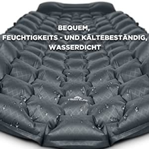 Isomatte Camping Aufblasbar mit Kissen, Strapazierfähige Luftmatratze Kleines Packmaß, Ultraleichte Schlafmatte, Ideales Camping Zubehör für Outdoor