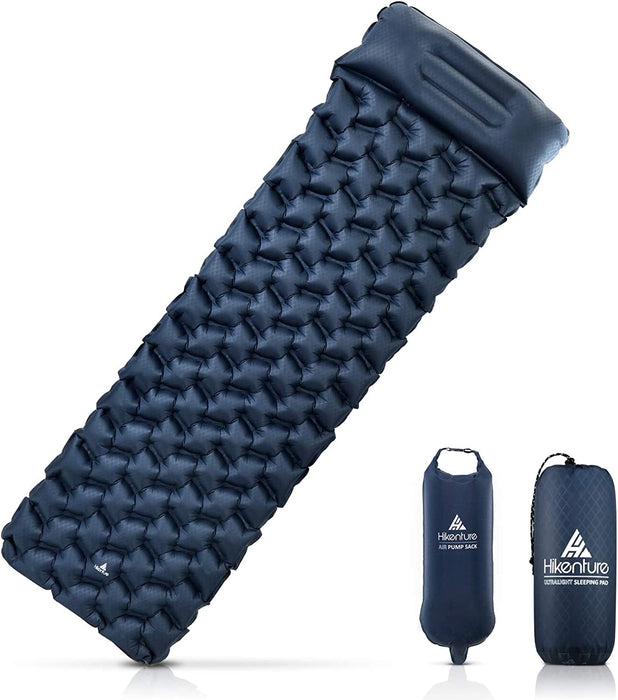 Isomatte Camping Aufblasbar mit Kissen, Strapazierfähige Luftmatratze Kleines Packmaß, Ultraleichte Schlafmatte, Ideales Camping Zubehör für Outdoor