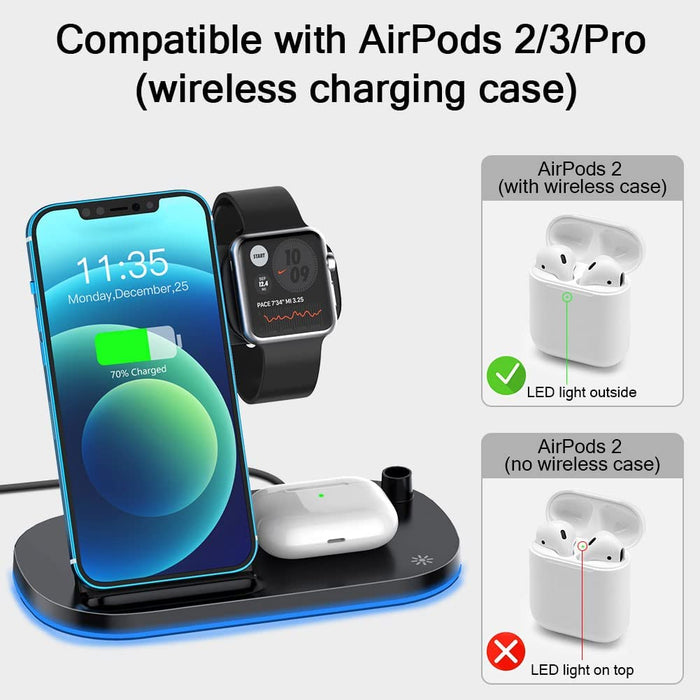 Kabelloses Ladegerät, 4 in 1 Wireless Charger für Apple Watch Series, AirPods 2/3/Pro und Apple Pencil, Induktive Ladestation 