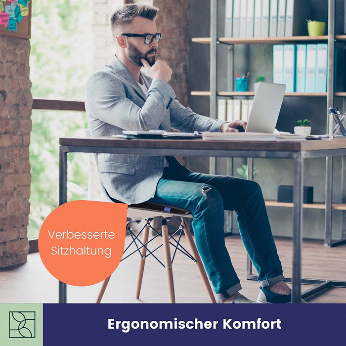 Keilkissen für Bürostuhl - Ergonomisches Sitzkissen Stuhl - Fest, Formstabil - Modernes Schaumstoff Sitzpolster, Sitzerhöhung, Sitzkeilkissen Büro