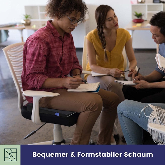 Keilkissen für Bürostuhl - Ergonomisches Sitzkissen Stuhl - Fest, Formstabil - Modernes Schaumstoff Sitzpolster, Sitzerhöhung, Sitzkeilkissen Büro