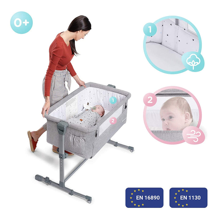 Kinderkraft Beistellbett NESTE UP, Babybetten, Zustellbett, Kinderbett, Kinderreisebett, 2 in 1, Höhenverstellung, mit Zubehör, Matratze