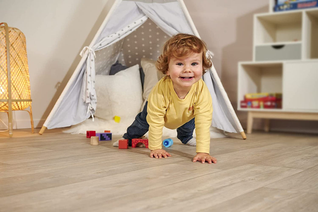 Klangbausteine – 12 bunte Holzbausteine die Geräusche machen, für Kinder und Babys ab 12 Monaten, Holzspielzeug
