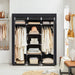 Kleiderschrank, Faltschrank, Stoffschrank, faltbare Garderobe mit 2 Kleiderstange, 175 x 150 x 45 cm, schwarz