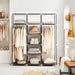 Kleiderschrank, Faltschrank, Stoffschrank, faltbare Garderobe mit 2 Kleiderstange, 175 x 150 x 45 cm, schwarz