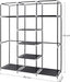 Kleiderschrank, Faltschrank, Stoffschrank, faltbare Garderobe mit 2 Kleiderstange, 175 x 150 x 45 cm, schwarz