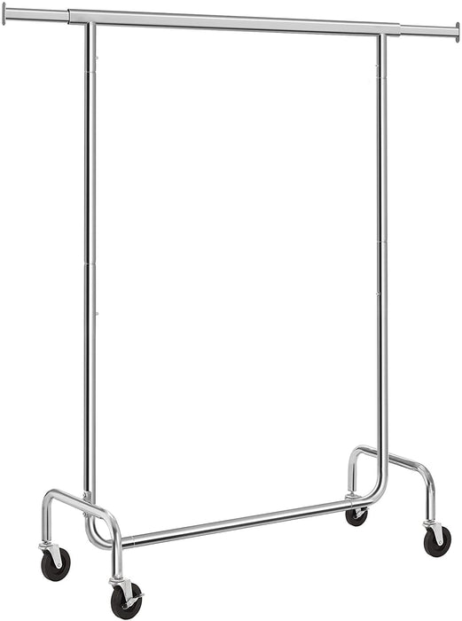 Kleiderständer, kleiderstangen mit rollen, Garderobenständer aus Metall, bis 130 kg belastbar, Länge: 110-150 cm, verchromt