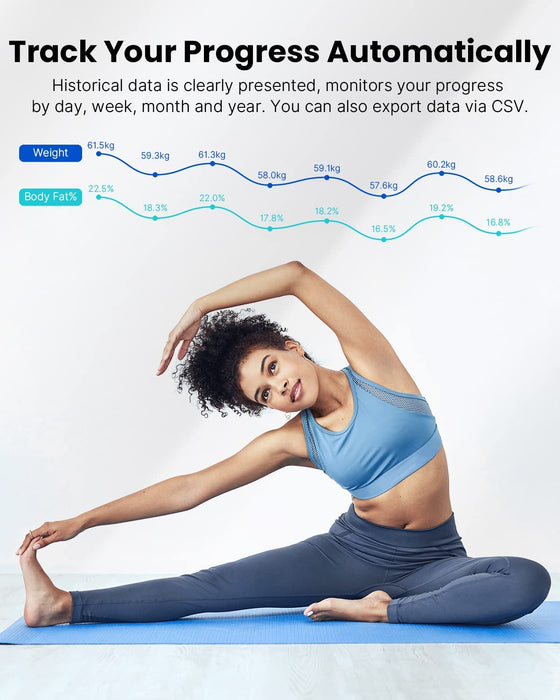 Körperfettwaage, Bluetooth Personenwaage mit App, Smart Digitale Waage für Körperfett, BMI, Gewicht, Muskelmasse, Wasser, Protein, BMR, Weiß