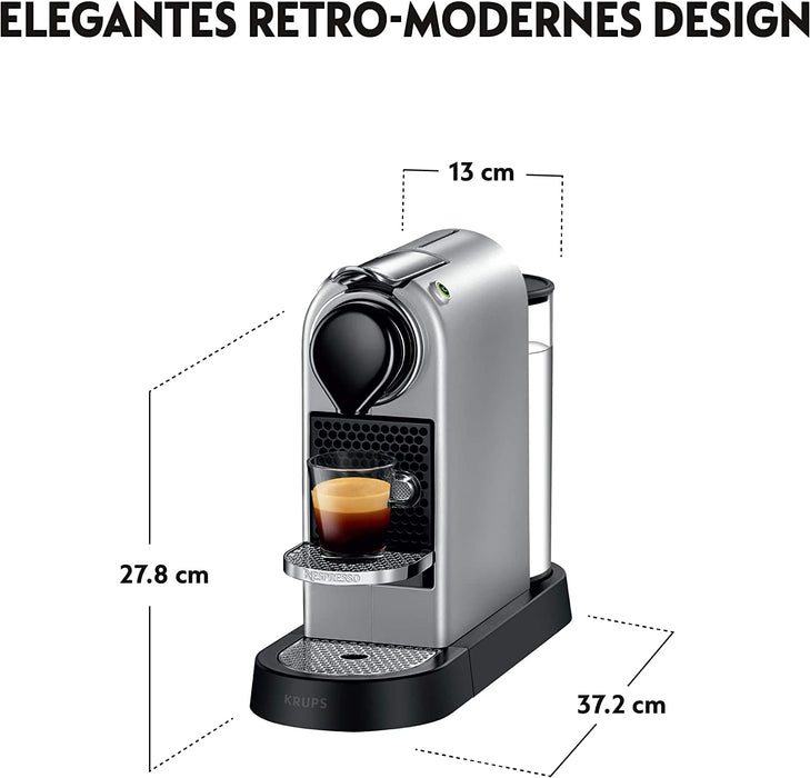 Krups Nespresso XN741B Kaffeemaschine | Freistehende Espressomaschine | Automatische Abschaltung | 1 Liter Wassertank| 1260 Watt | Farbe Silber