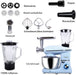 Küchenmaschine 1400W, Blau Multifunktional Knetmaschine mit 6L Edelstahl Schüssel, 3 Rührwerkzeuge inkl 3-Teiligem Patisserie-Set, Spritzschutz