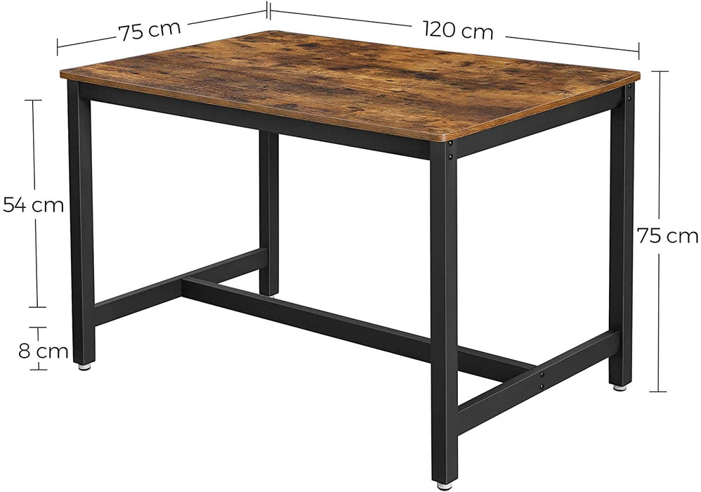 Küchentisch, Esstisch, 120 x 75 x 75 cm, Esszimmertisch für 4 Personen, Kaffeetisch, Wohnzimmer, Esszimmer, Stahlgestell, einfacher Aufbau