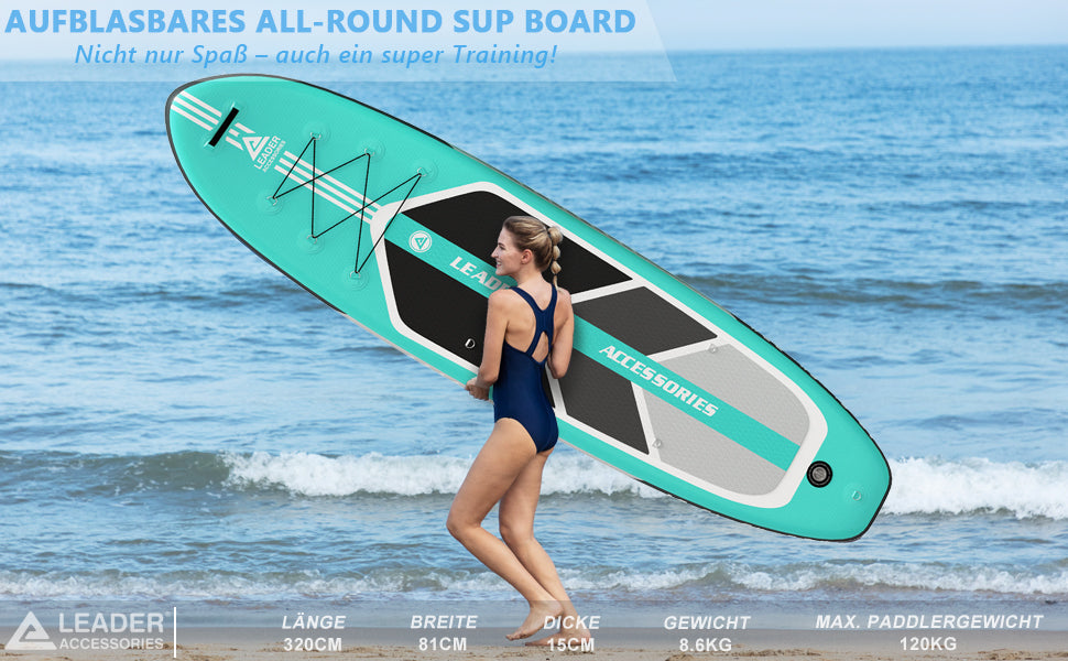 Stand Up Paddle Board - Leader Accessories All-Round SUP Board aufblasbar SUP Brett 