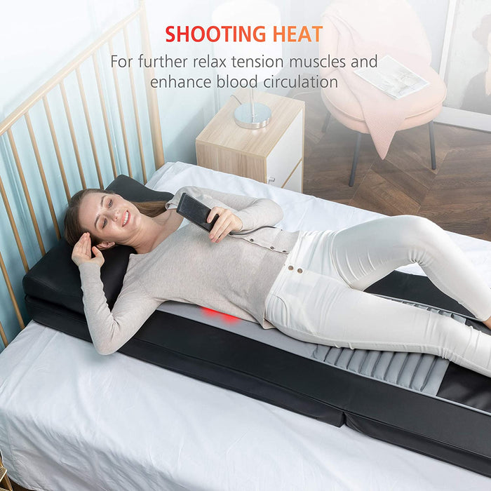 Massagematte mit Wärmefunktion, Shiatsu-Rückenmassagegerät und 10 Vibrationsmotoren, elektrisches Ganzkörpermassagematte, Massagegerät für Nacken