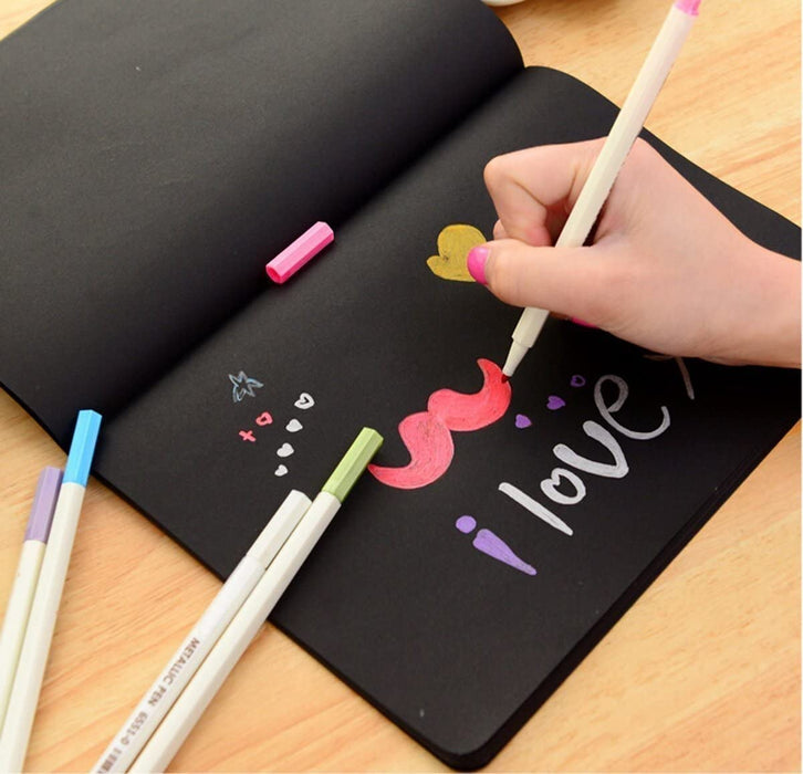Metallic Marker Pens, 10 Farben Metallic Stifte, 1mm Feine Maker Stift für Fotoalbum Schwarze Seiten, Gästebuch Hochzeit, Bullet Journal, Fotobuch