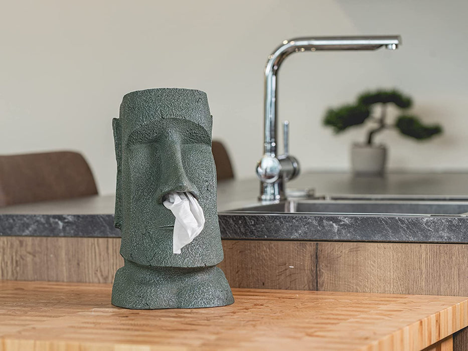 Moai Taschentuchbox Taschentuchspender Kosmetiktücherbox - Für Küche Badezimmer Schlafzimmer - Rechteckig - 18x19x31.5 cm