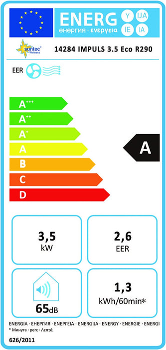 Mobiles Klimagerät Impuls 3.5 Eco R290 – Klimaanlage mobil mit Abluftschlauch – Kühler und Entfeuchter für Räume bis 60 qm