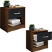 Nachttisch in Columbia Nussbaum Optik, Schwarz - Schlichter Nachtschrank mit einer Schublade passend zu jedem Bett & Schlafzimmer - 39 x 41 x 28 cm