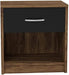 Nachttisch in Columbia Nussbaum Optik, Schwarz - Schlichter Nachtschrank mit einer Schublade passend zu jedem Bett & Schlafzimmer - 39 x 41 x 28 cm