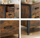 Nachttisch mit 3 Schubladen, Nachtkommode, Beistelltisch, Nachtschrank 40 x 40 x 60 cm, Metallrahmen, Industrie-Design, vintagebraun-schwarz
