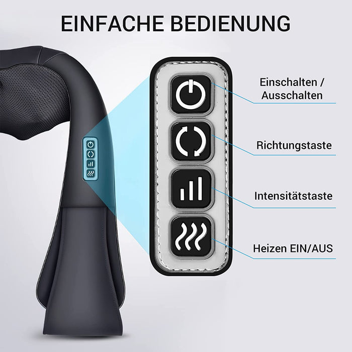 Nackenmassagegerät mit Heizfunktion - Schulter Nacken Massagegerät, Muskelschmerzen Rücken, Schultern Nacken reduzieren - Nacken Massagegerät