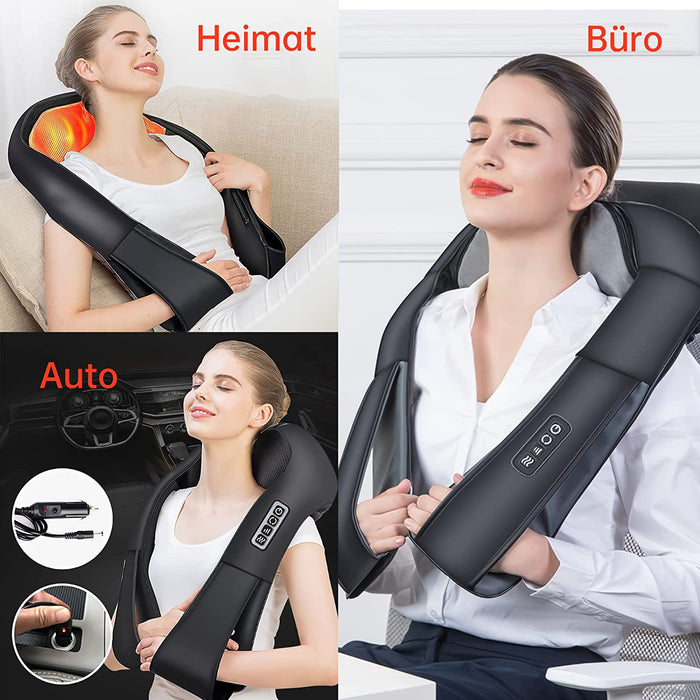 Nackenmassagegerät mit Heizfunktion - Schulter Nacken Massagegerät, Muskelschmerzen Rücken, Schultern Nacken reduzieren - Nacken Massagegerät