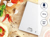 Page Compact 300 weiß, digitale Küchenwaage bis zu 5 kg Tragkraft, Küchenwaage mit leicht ablesbarer LCD-Anzeige, Digitalwaage mit Zuwiegefunktion
