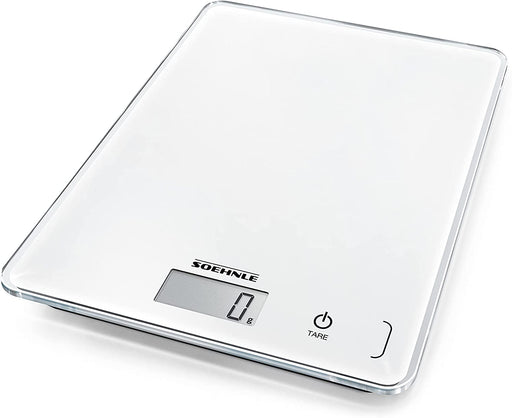 Page Compact 300 weiß, digitale Küchenwaage bis zu 5 kg Tragkraft, Küchenwaage mit leicht ablesbarer LCD-Anzeige, Digitalwaage mit Zuwiegefunktion