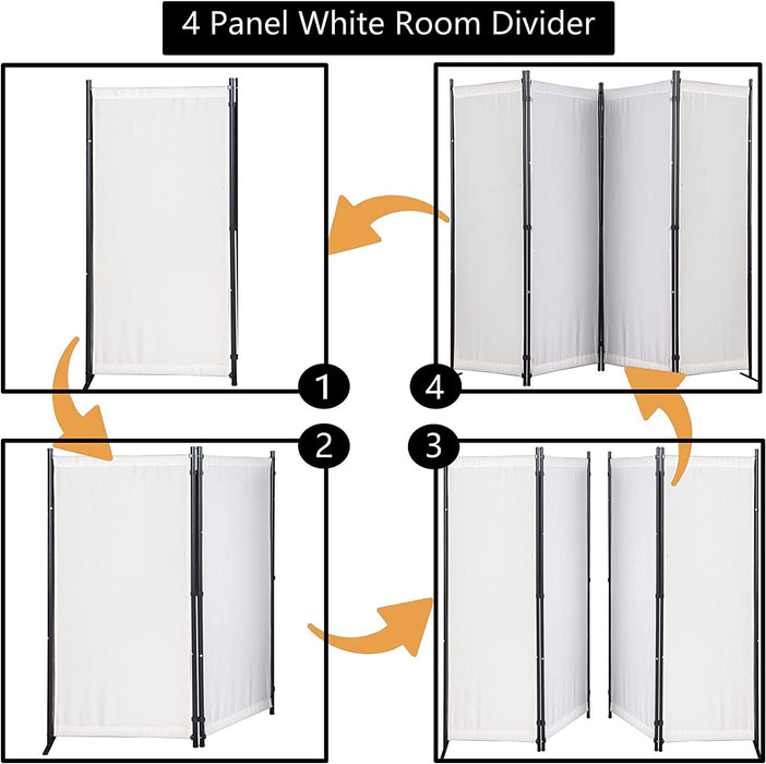 Paravent 4 Teilig 170 x 220 cm Raumteiler Klappbar Trennwand Stellwand Balkon Sichtschutz Faltbar(Beige)