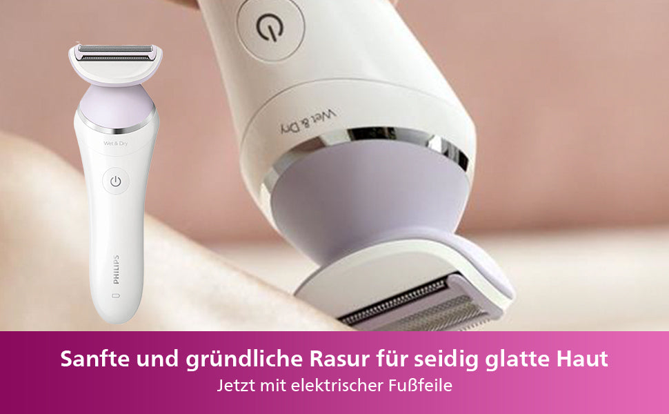 Philips elektrischer Nass- und Trockenrasierer - inkl. 6 Zubehörteile, federnde Scherfolie für eine sanfte, gleichmäßige Rasur 