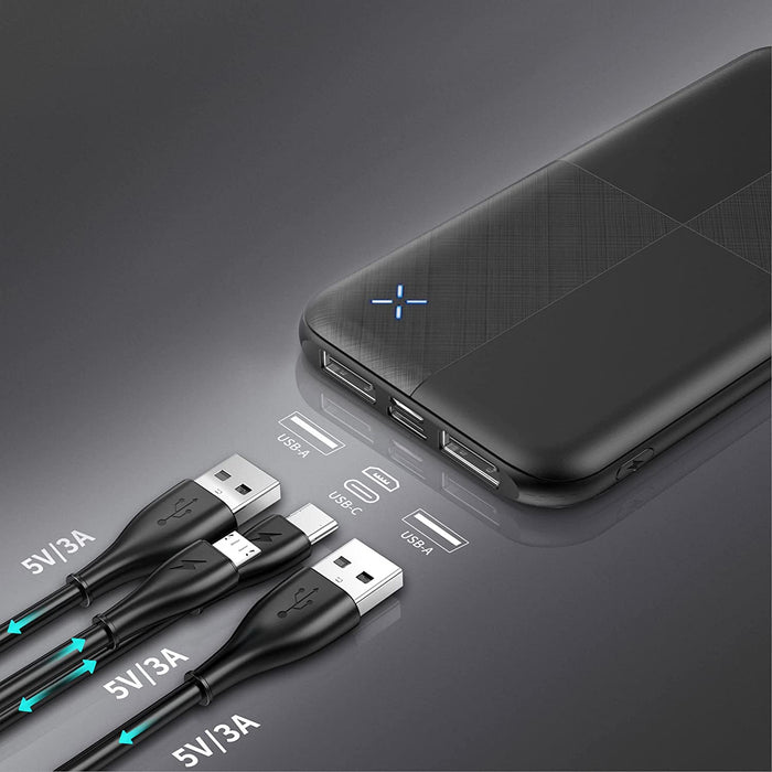 Power Bank 10000mAh, 15W USB C Input und Outout Schnelllade PowerBank ,3 USB 3A Tragbares Ladegerät für iPhone Xiaomi Huawei Samsung LG iPad und mehr
