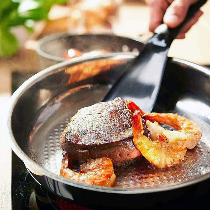 Premium  Edelstahl-Pfanne (Ø 20 cm) Bratpfanne-unbeschichtet, krosses und fettarmes braten - alle Herdarten auch Induktion