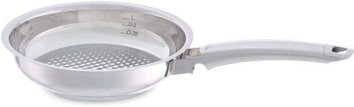 Premium  Edelstahl-Pfanne (Ø 20 cm) Bratpfanne-unbeschichtet, krosses und fettarmes braten - alle Herdarten auch Induktion