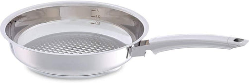 Premium / Edelstahl-Pfanne (Ø 24 cm) Bratpfanne-unbeschichtet, krosses und fettarmes braten - alle Herdarten auch Induktion
