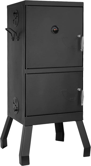 Räucherofen mit Temperaturanzeige,Holzkohlegrill,Räucherkammer, Räucherschrank mit Rost- und hitzebeständige Beschichtung