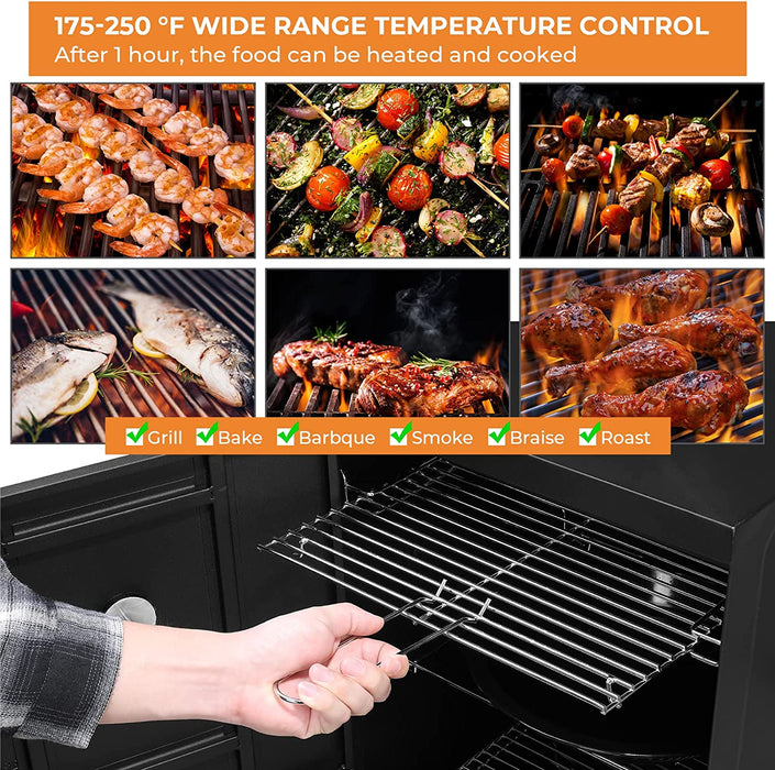 Räucherofen mit Temperaturanzeige,Holzkohlegrill,Räucherkammer, Räucherschrank mit Rost- und hitzebeständige Beschichtung