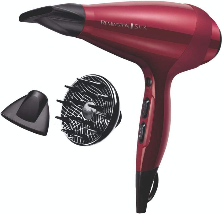 Remington Haartrockner Profi Ionen Silk (2400W, 140km/h, 3 Stylingaufsätze, angereichert mit Seidenprotein und Keramik, Ionen-Generator