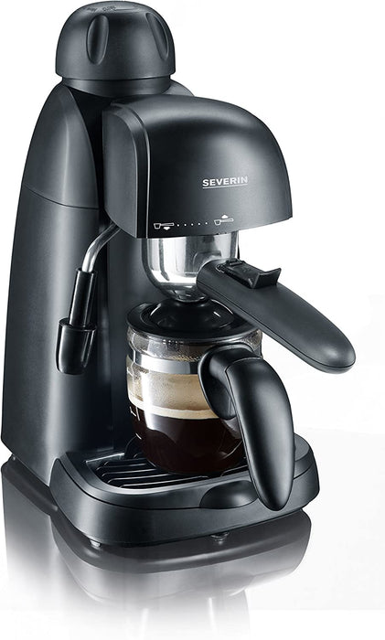 SEVERIN Espressomaschine, kleine Kaffeemaschine für bis zu 4 Tassen Espresso, Kaffeemaschine mit Milchschäumer für Kaffee-Milch-Spezialitäten