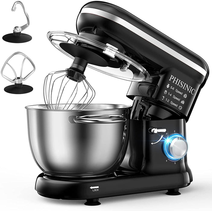 Küchenmaschine Knetmaschine 1500W Teigmaschine Rührmaschine mit 5,5 L Edelstahl Schüssel Geräuscharme Teigknetmaschine inkl 3-Teilig