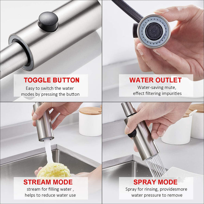 Niederdruck Küchearmatur Spültischarmatur Wasserhahn 360° Schwenkbar Küche Armatur Mischbatterie für Küche Spüle Küche Armatur Chrom 