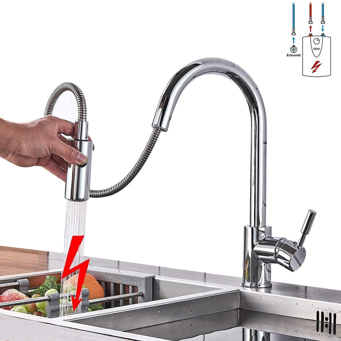 Niederdruck Küchearmatur Spültischarmatur Wasserhahn 360° Schwenkbar Küche Armatur Mischbatterie für Küche Spüle Küche Armatur Chrom 