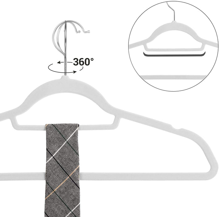 Samt Kleiderbügel, 20 Stück, Anti-Rutsch, Jackenbügel, 0,6 cm Dicke, Anzugbügel, platzsparend, um 360° drehbarer Haken, 45 cm breit, für Jacken