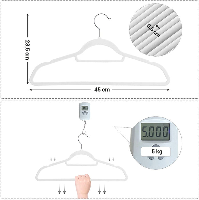Samt Kleiderbügel, 20 Stück, Anti-Rutsch, Jackenbügel, 0,6 cm Dicke, Anzugbügel, platzsparend, um 360° drehbarer Haken, 45 cm breit, für Jacken